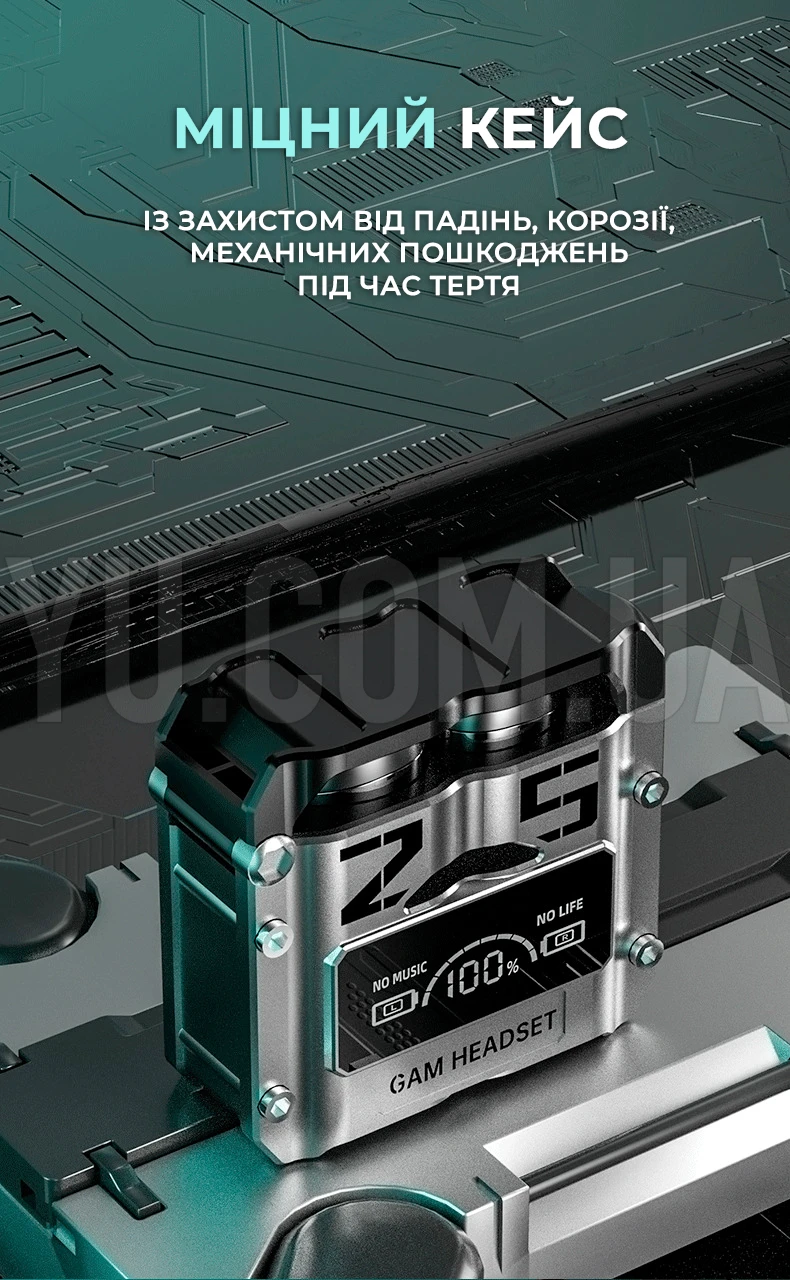 Навушники TWS M25 з низьким рівнем затримки та шумозаглушенням, Bluetooth, з мікрофоном